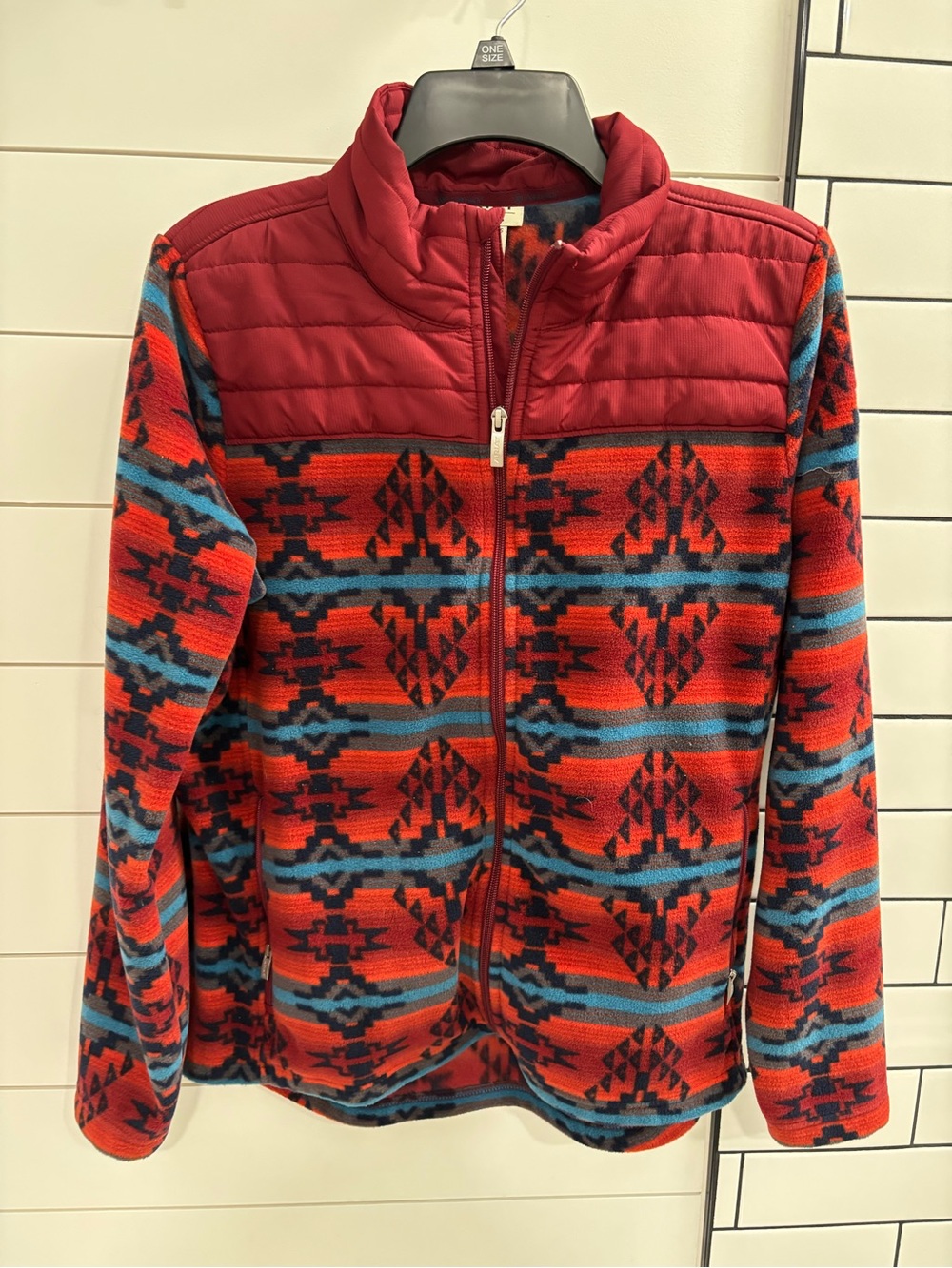 Ariat Red & Blue Patterned Puffer-Fleece Jacket